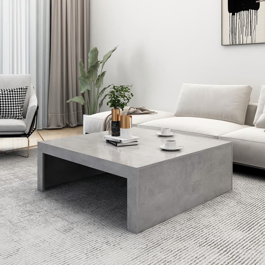 Salongbord betonggrå 100x100x35 cm konstruert tre