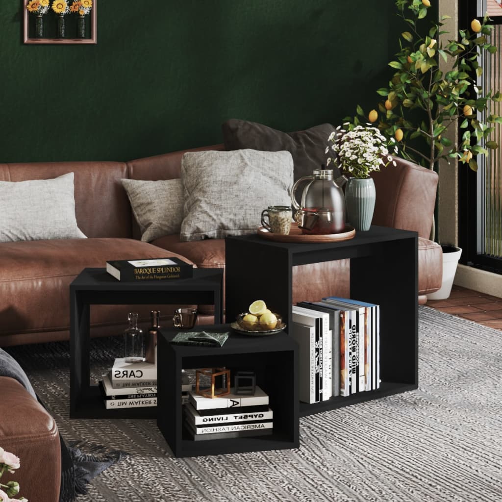 Stablebord 3 stk svart sponplate