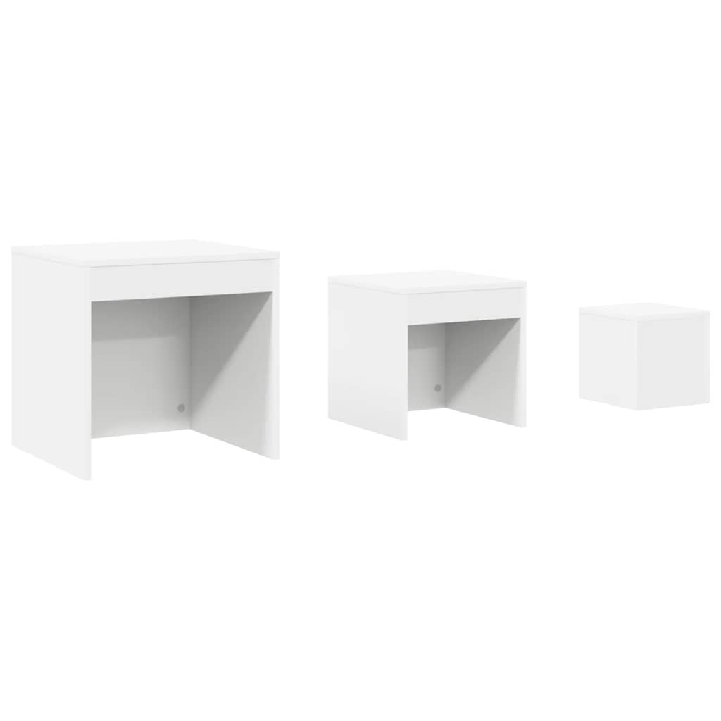Stablebord 3 stk hvit konstruert tre