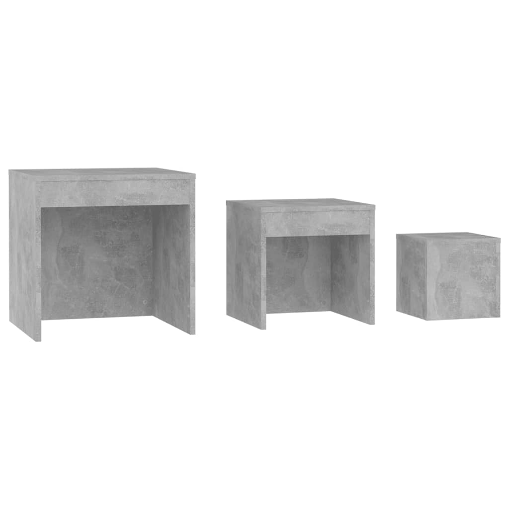 Stablebord 3 stk betonggrå konstruert tre