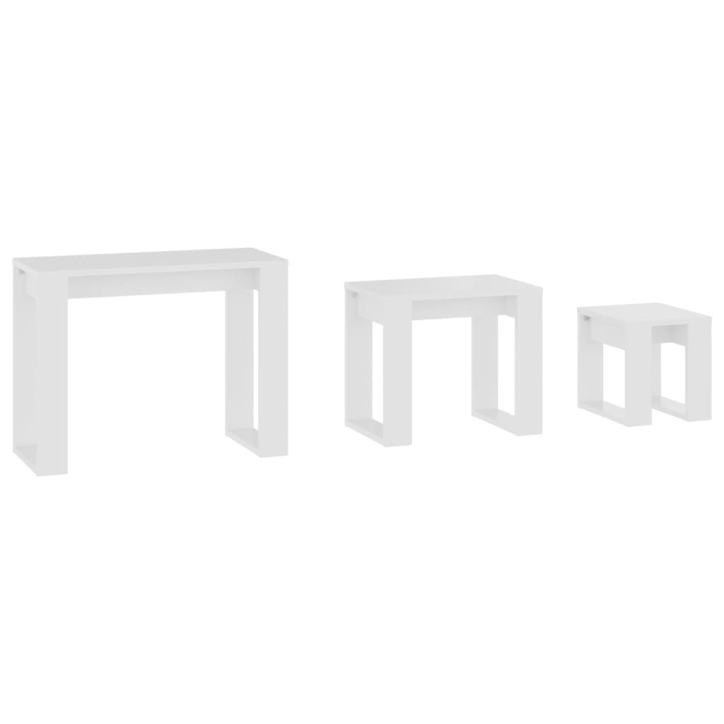 Settingbord 3 stk hvit konstruert tre