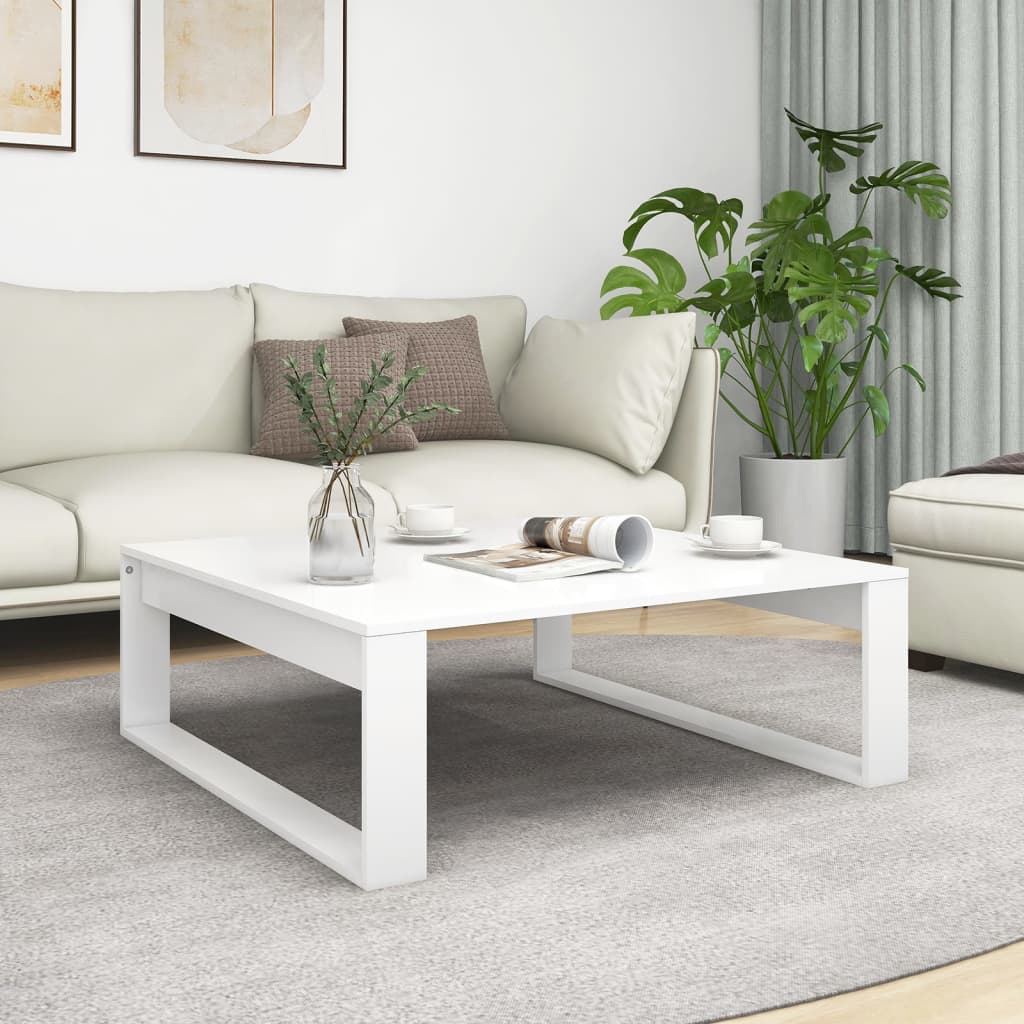 Salongbord hvit 100x100x35 cm konstruert tre