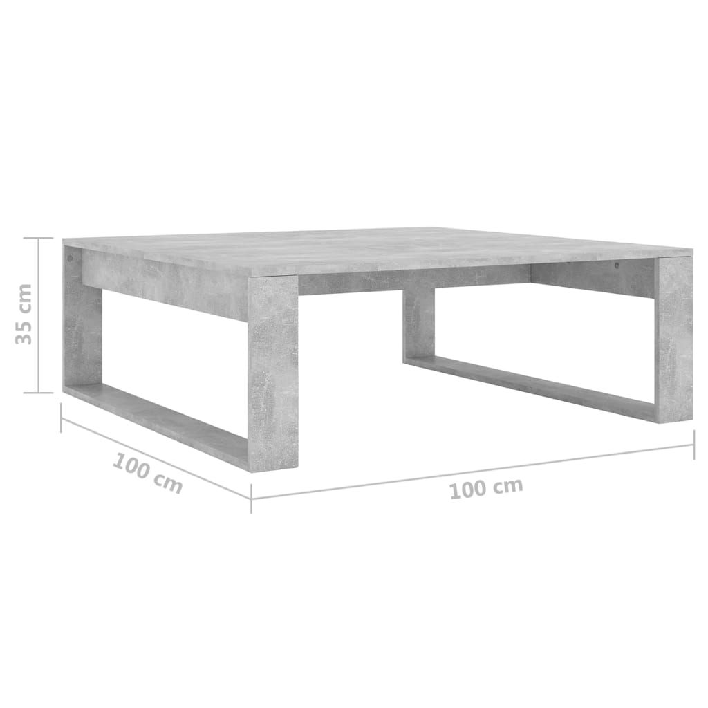 Salongbord betonggrå 100x100x35 cm konstruert tre