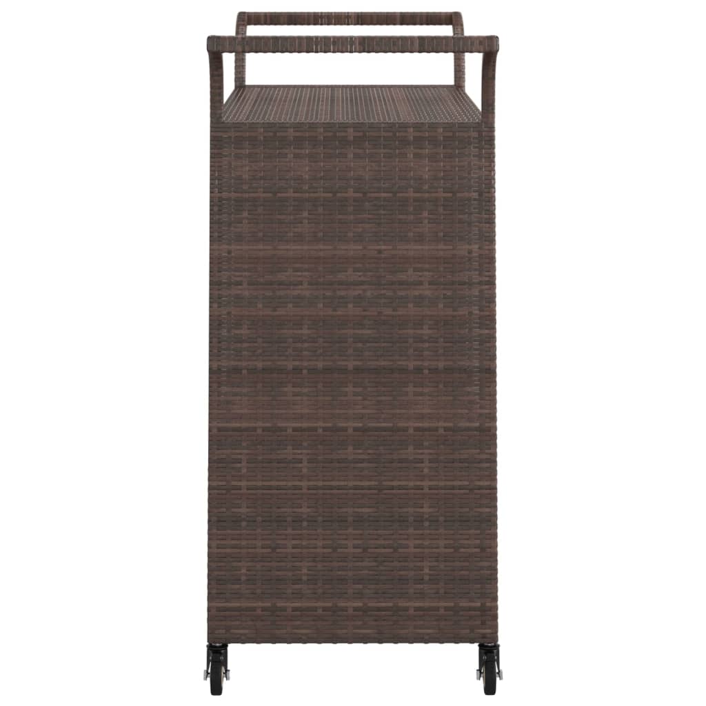 Serveringsvogn med skuff brun 100x45x97 cm polyrotting