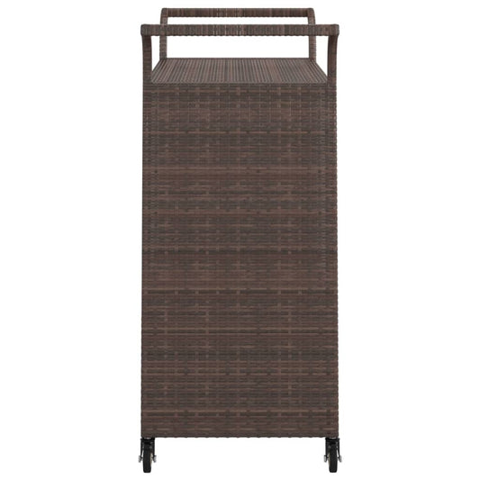 Serveringsvogn med skuff brun 100x45x97 cm polyrotting