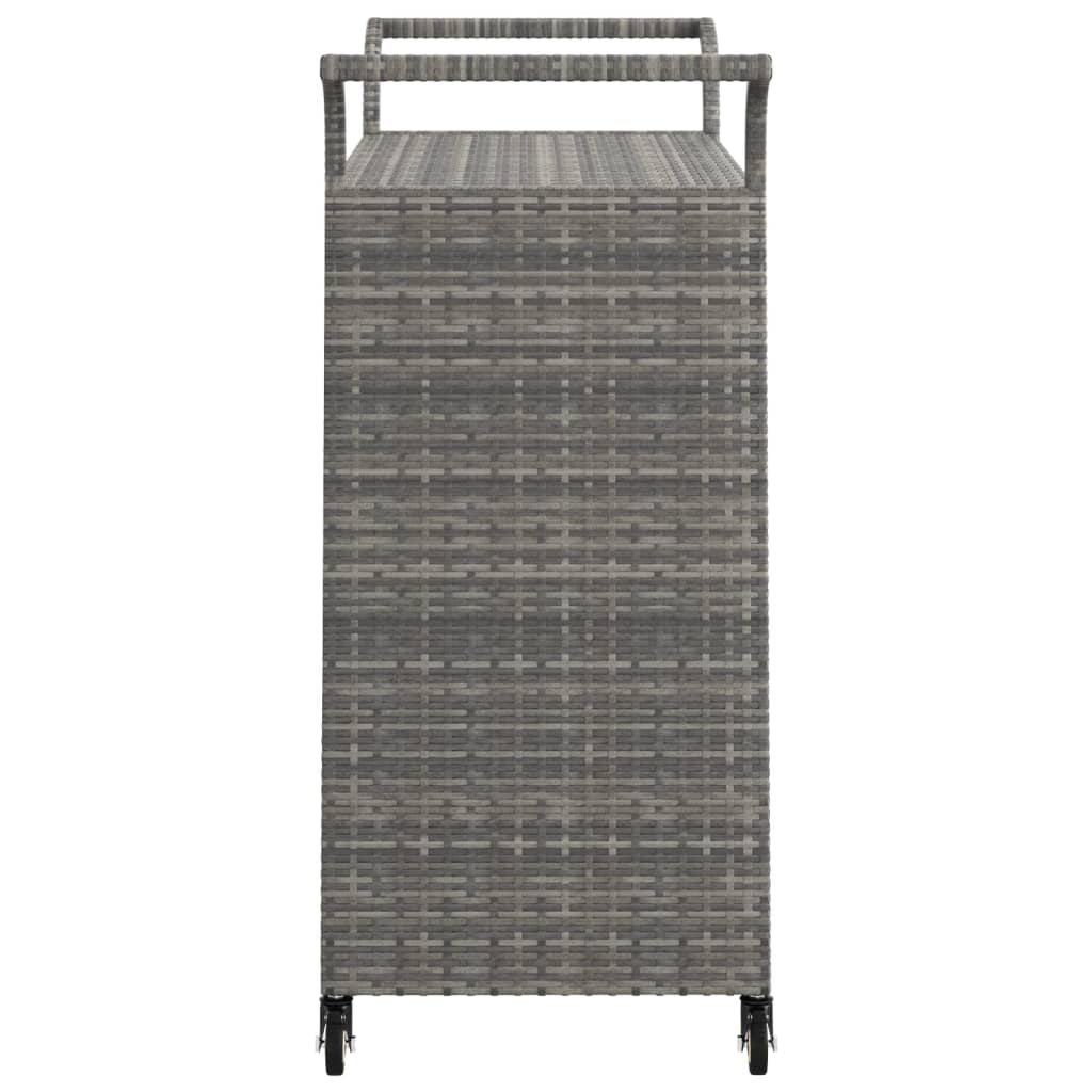Serveringsvogn med skuff grå 100x45x97 cm polyrotting