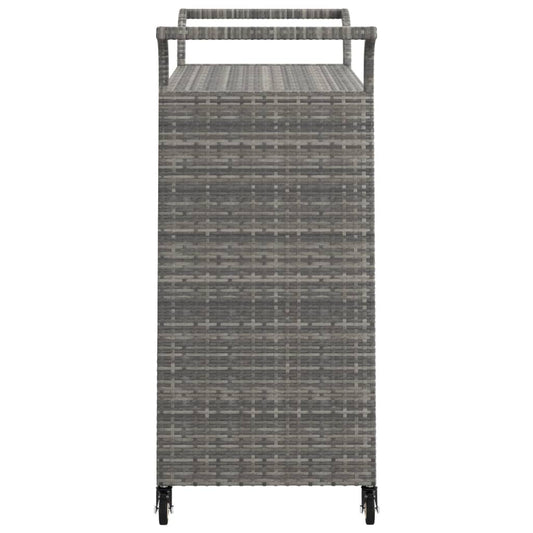Serveringsvogn med skuff grå 100x45x97 cm polyrotting