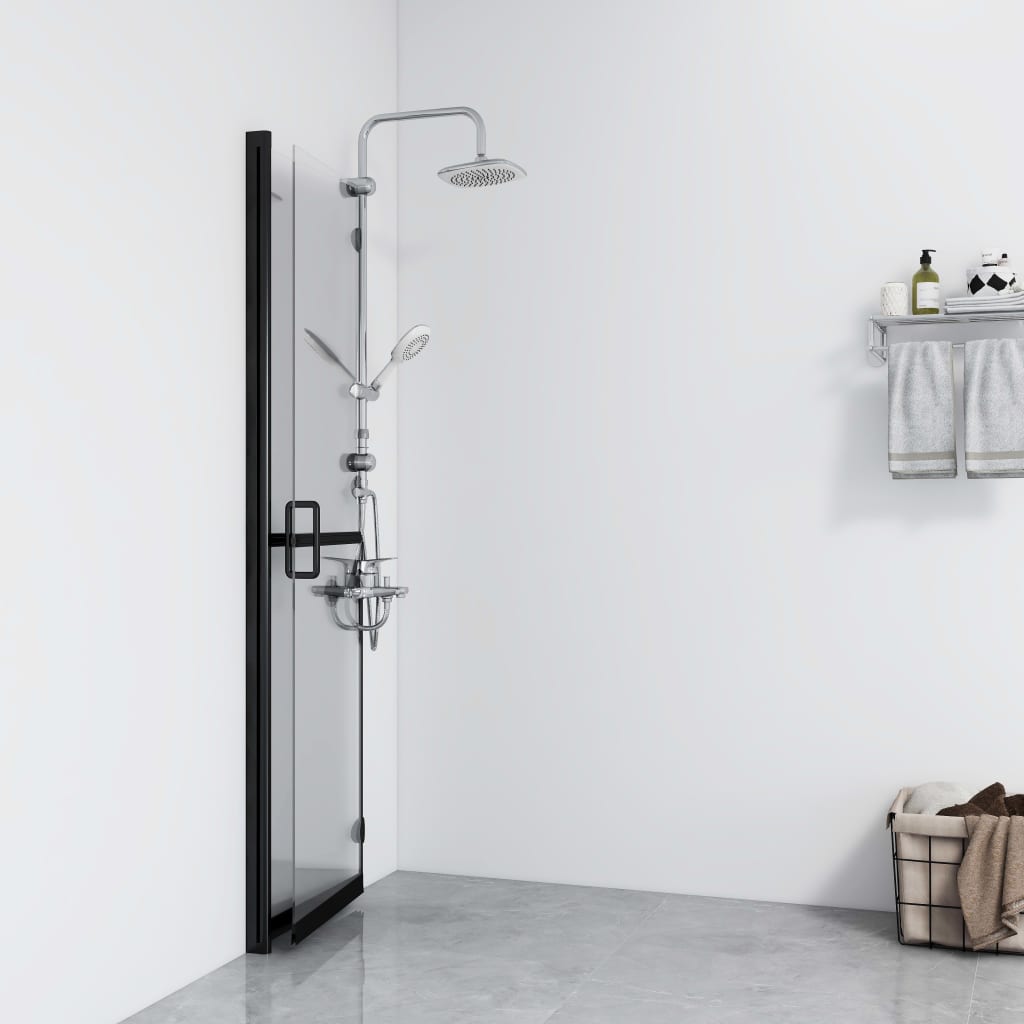 Sammenleggbar dusjvegg med gjennomsiktig ESG-glass 90x190 cm