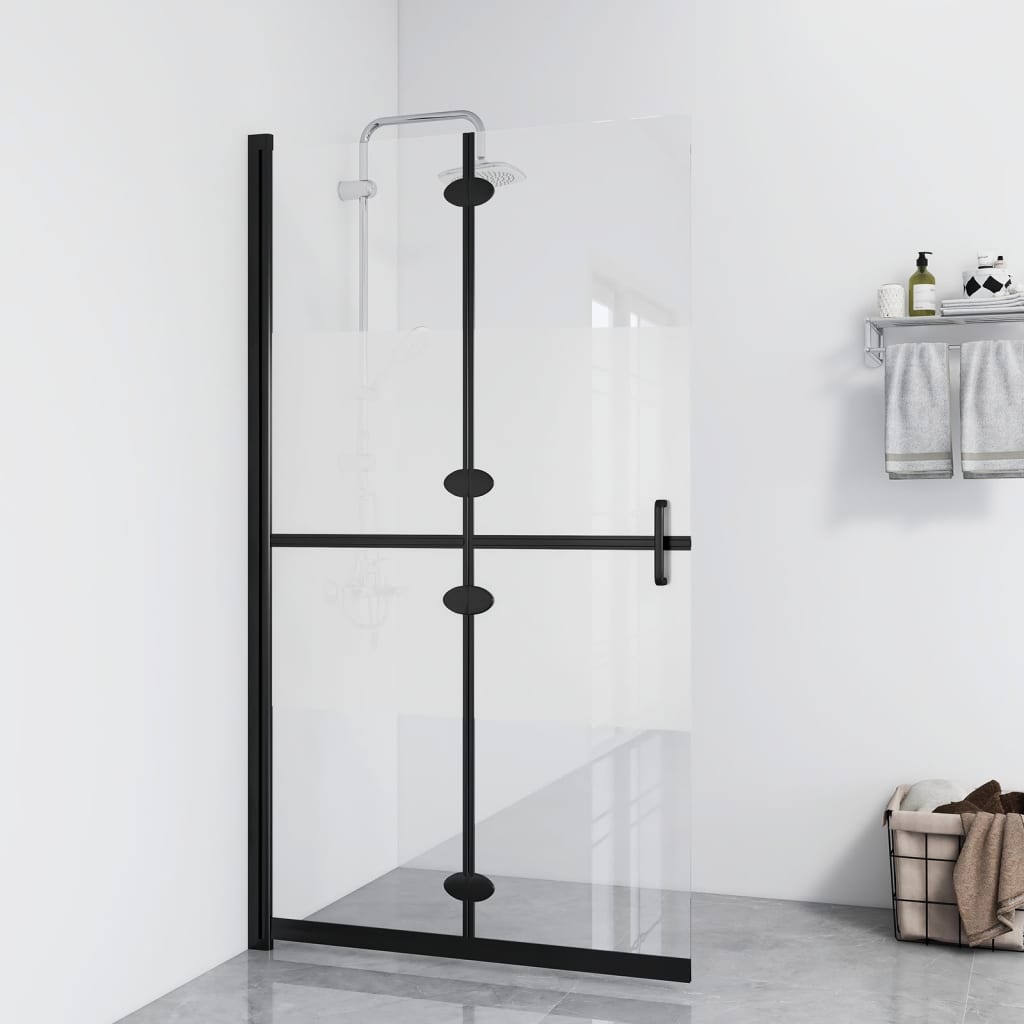 Sammenleggbar dusjvegg med halvfrostet ESG-glass 100x190 cm