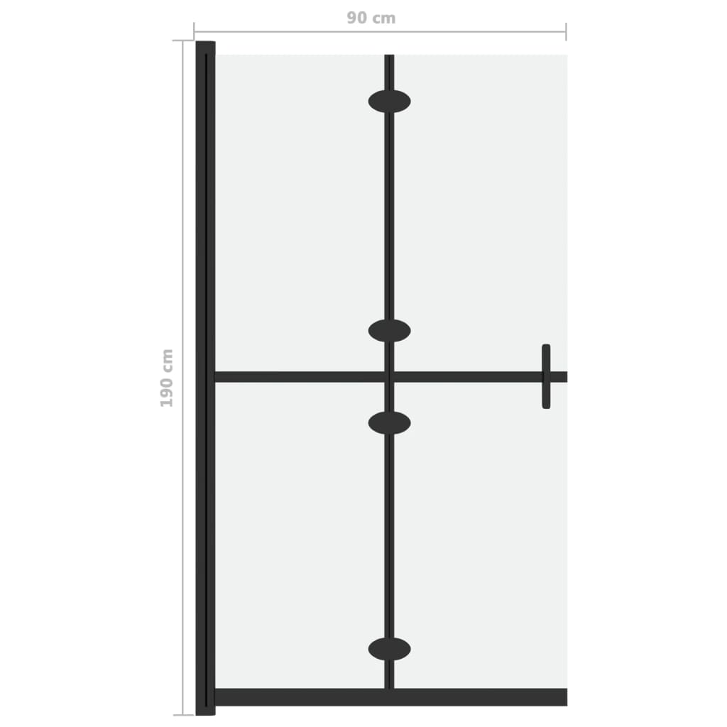 Sammenleggbar dusjvegg med frostet ESG-glass 90x190 cm
