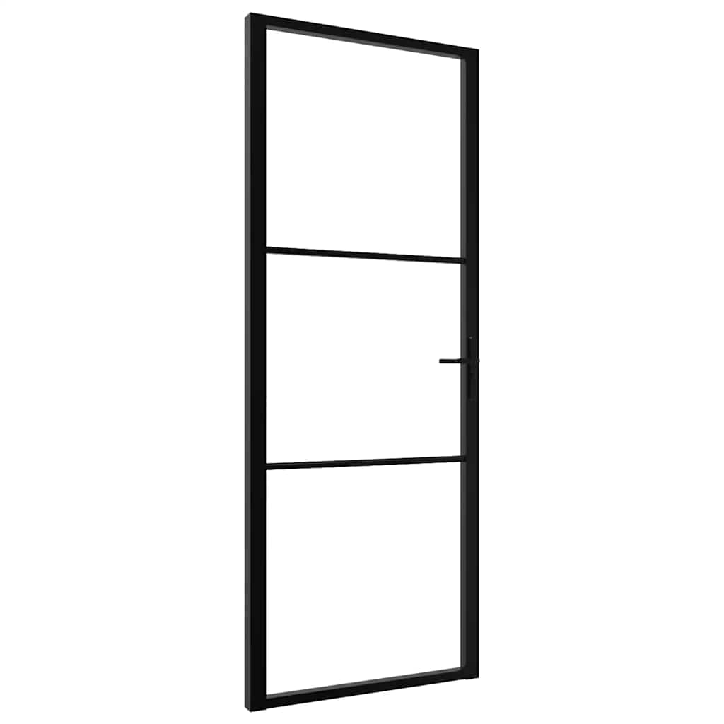 Innerdør ESG-glass og aluminium 76x201,5 cm svart