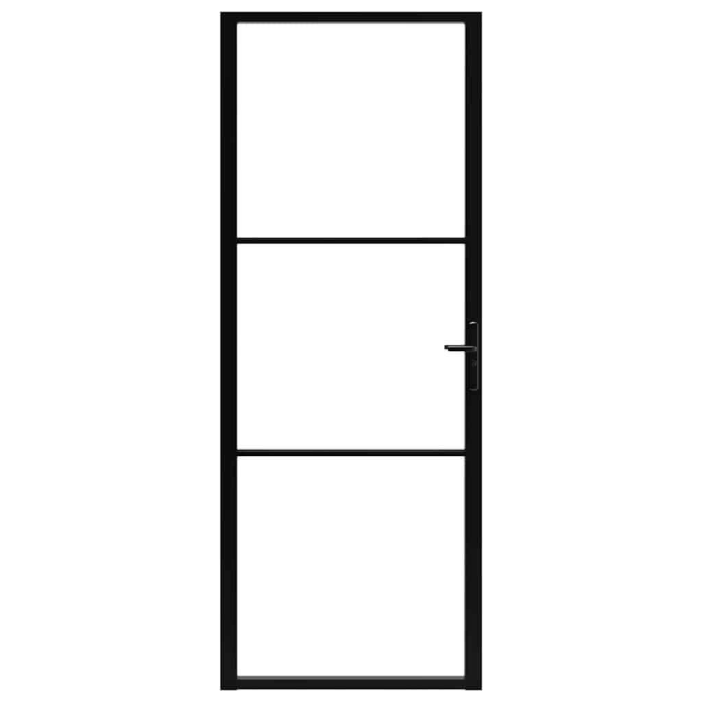 Innerdør ESG-glass og aluminium 76x201,5 cm svart