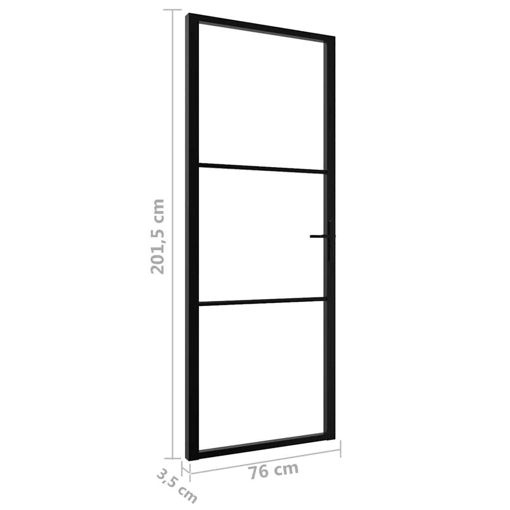 Innerdør ESG-glass og aluminium 76x201,5 cm svart