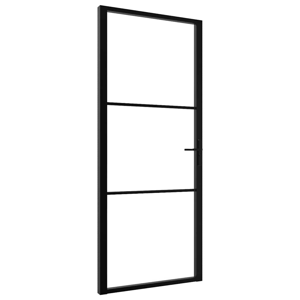 Innerdør ESG-glass og aluminium 93x201,5 cm svart