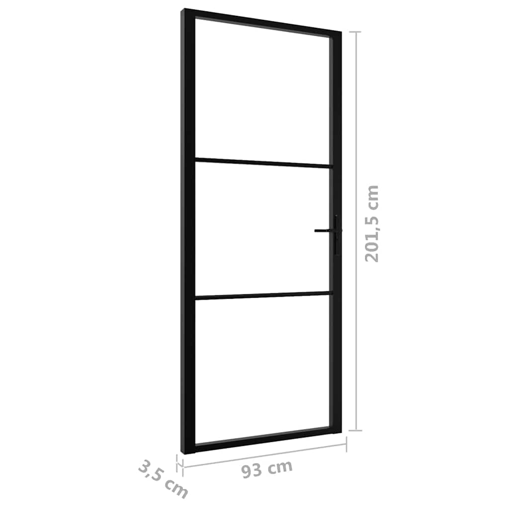 Innerdør ESG-glass og aluminium 93x201,5 cm svart