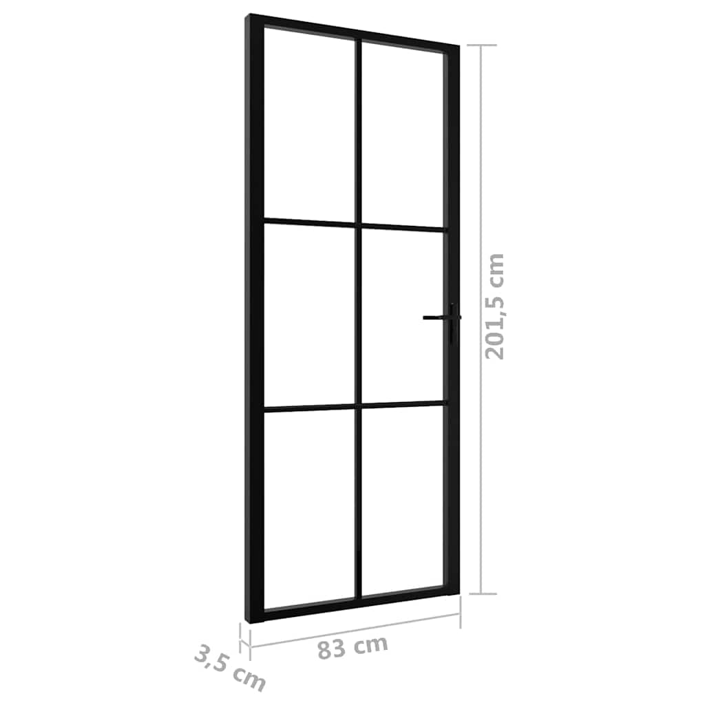 Innerdør ESG-glass og aluminium 83x201,5 cm svart