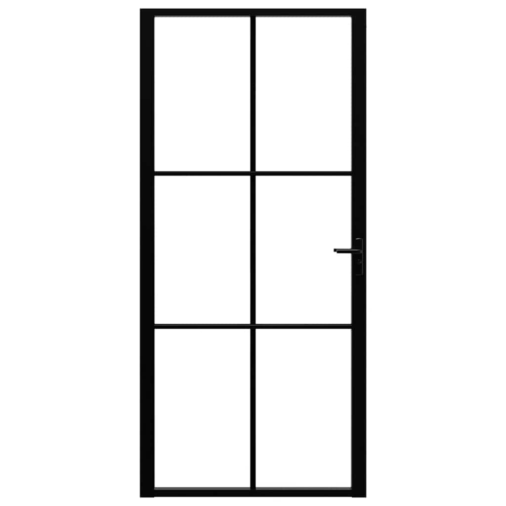 Innerdør ESG-glass og aluminium 93x201,5 cm svart