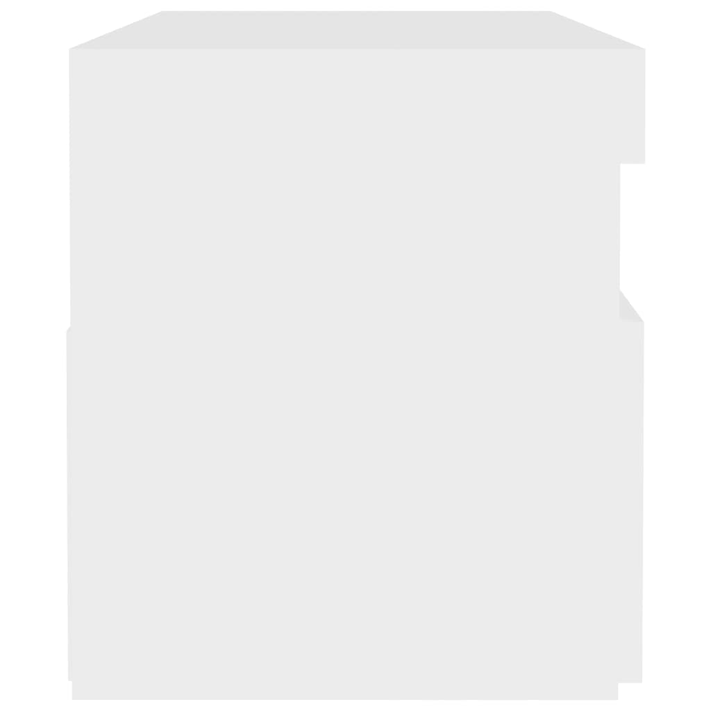 Nattbord med LED-lys 2 stk hvit 60x35x40 cm konstruert tre