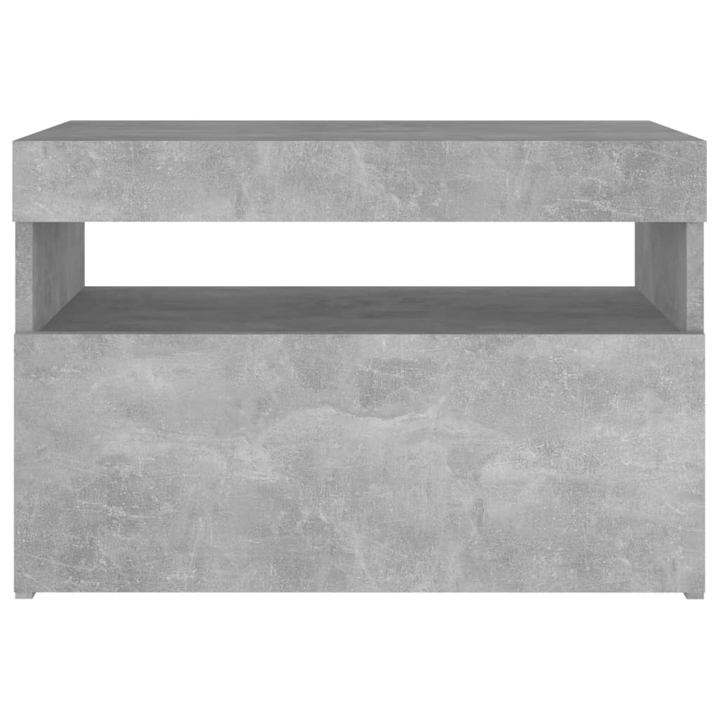 Nattbord & LED-lys betonggrå 60x35x40 cm