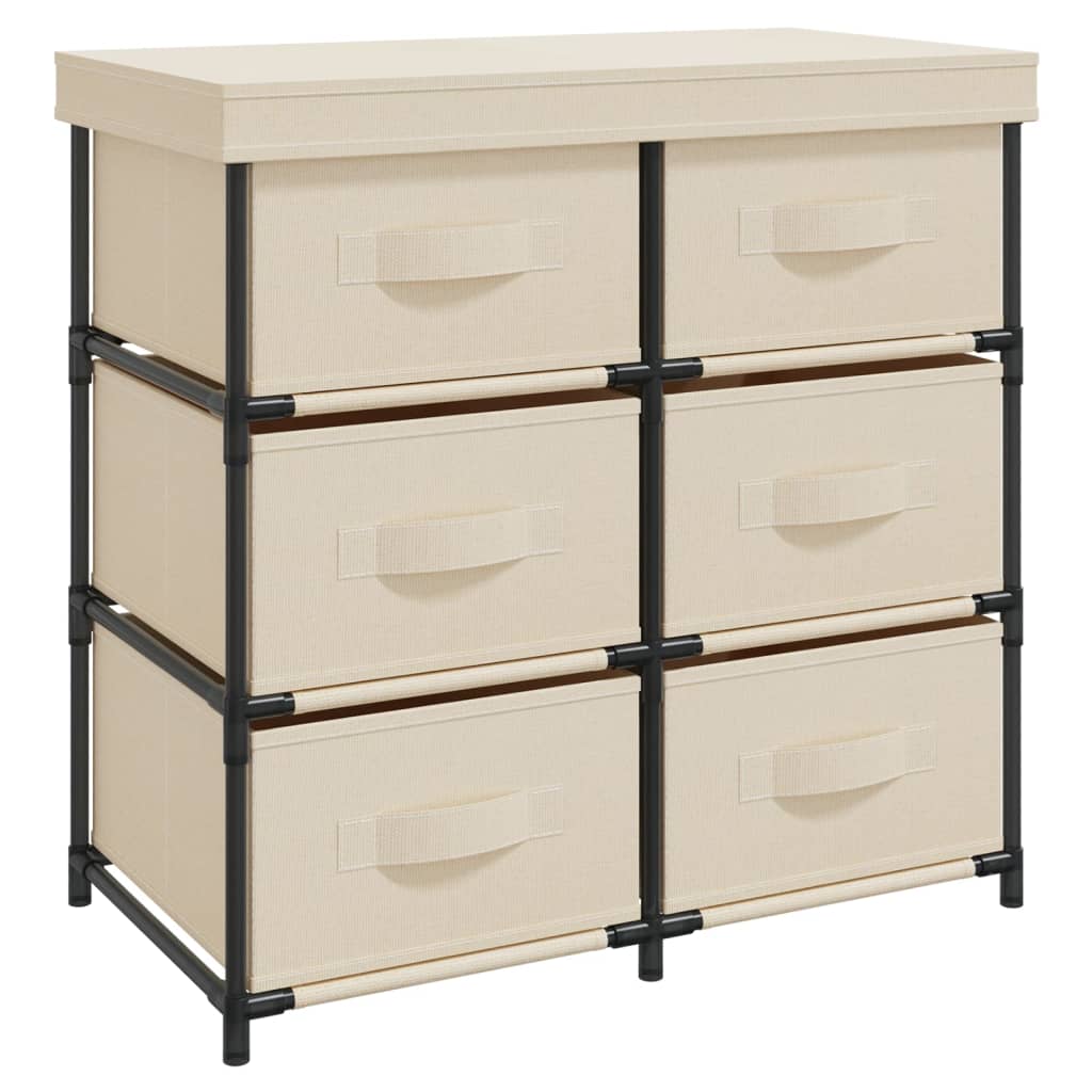 Oppbevaringsskap med 6 skuffer 55x29x55 cm kremhvit stål