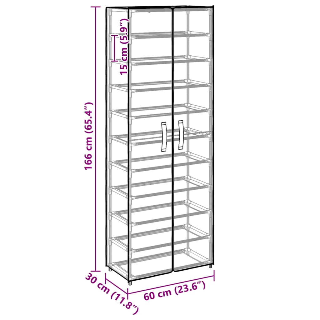 Skoskap kremhvit 60x30x166 cm stoff