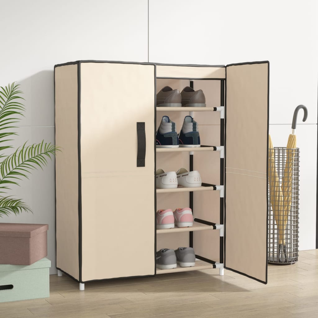 Skoskap kremhvit 60x28x90 cm stoff