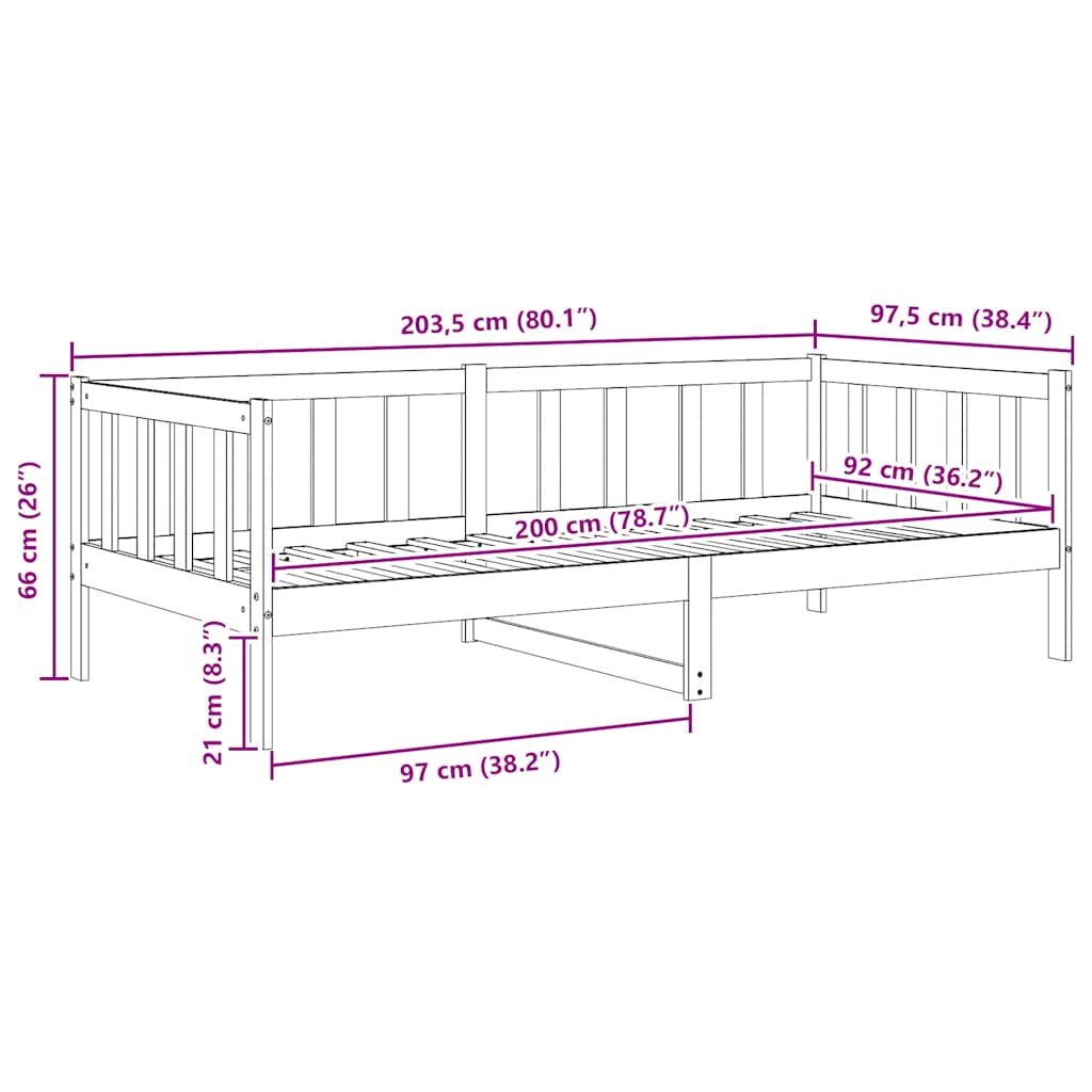 Dagseng hvit heltre furu 90x200 cm