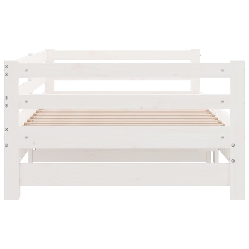 Uttrekkbar dagseng hvit heltre furu 2x(90x200) cm