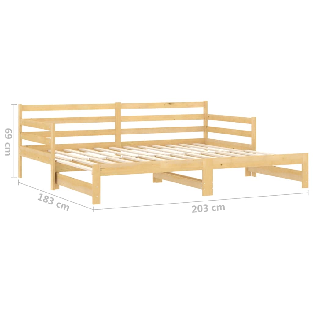 Uttrekkbar dagseng heltre furu 2x(90x200) cm