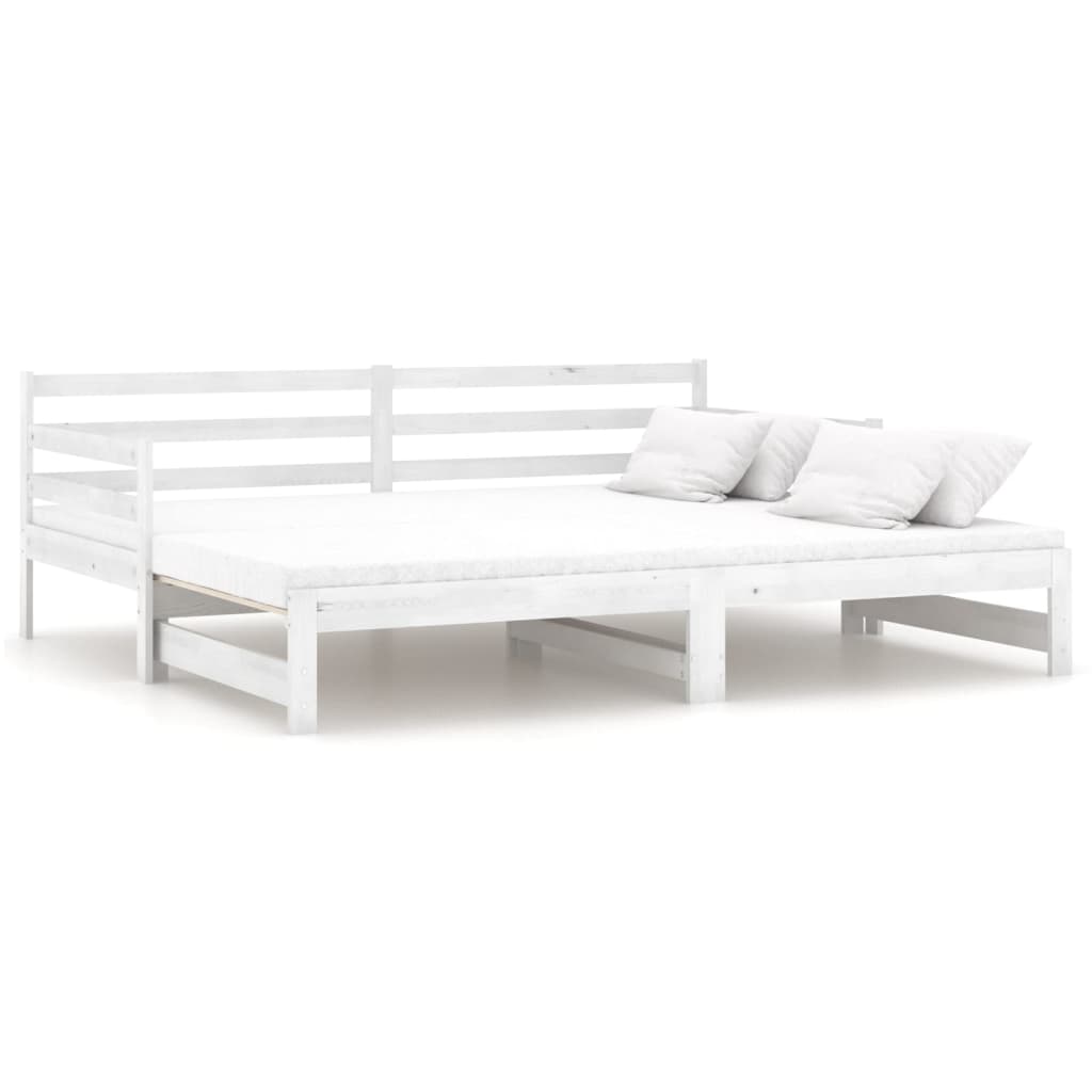 Uttrekkbar dagseng hvit heltre furu 2x(90x200) cm