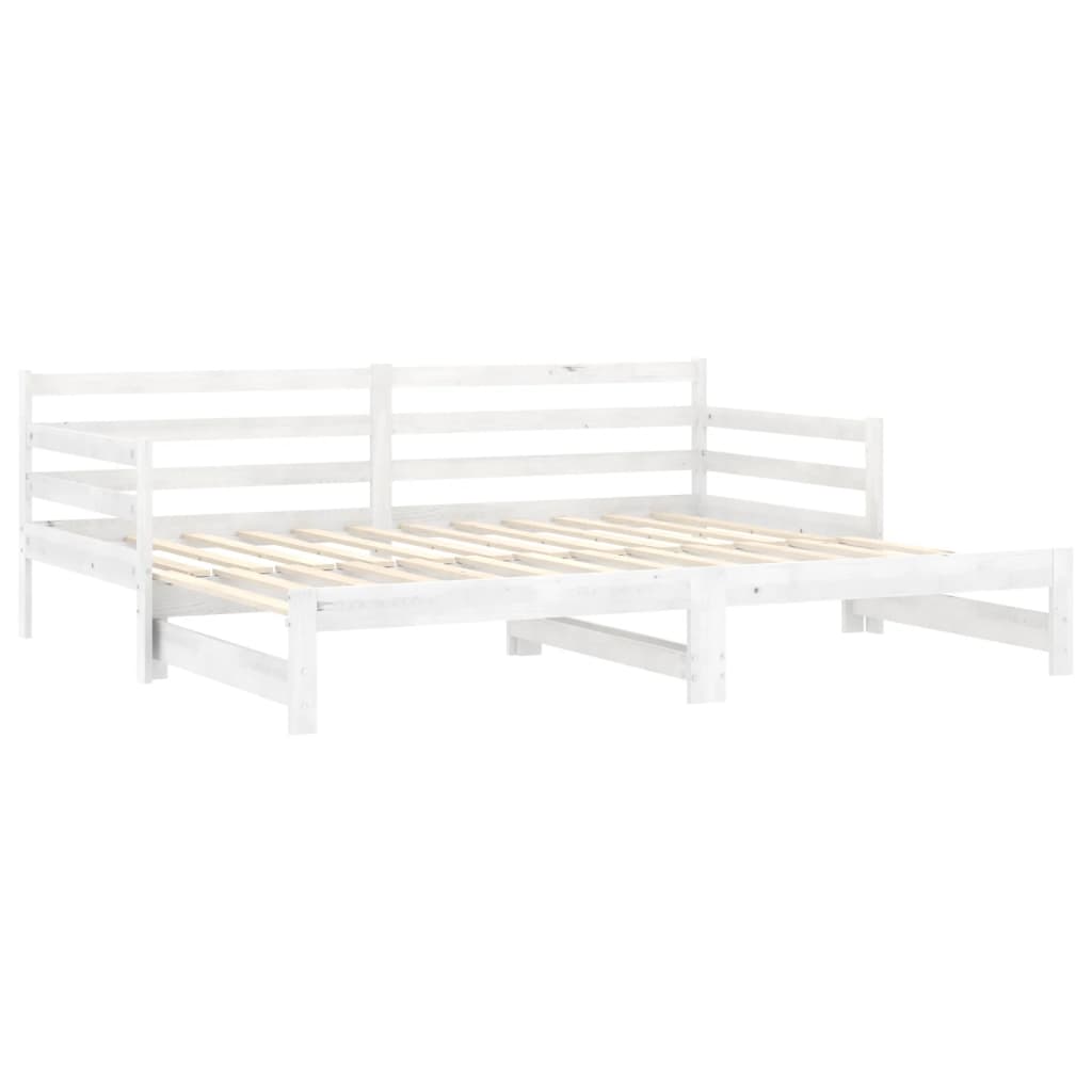 Uttrekkbar dagseng hvit heltre furu 2x(90x200) cm
