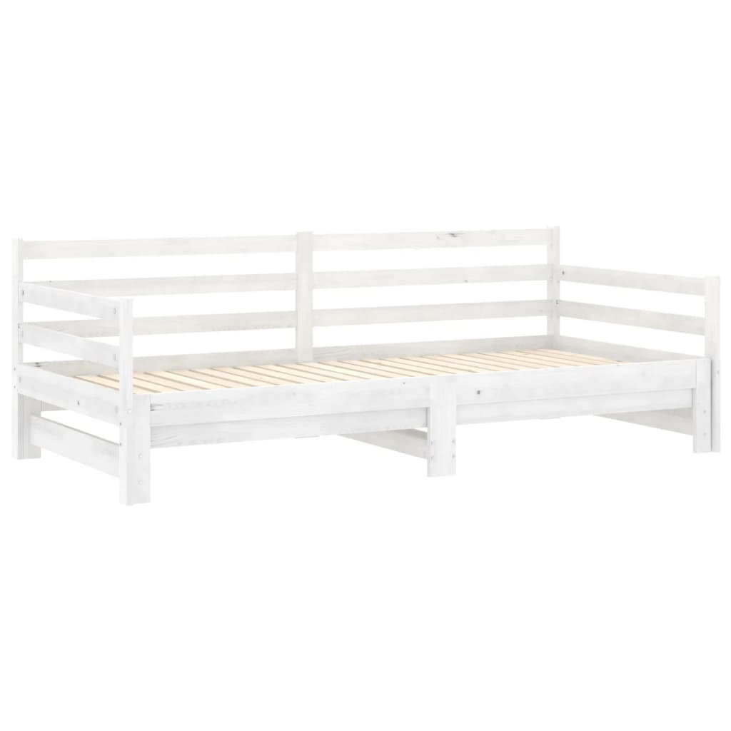 Uttrekkbar dagseng hvit heltre furu 2x(90x200) cm
