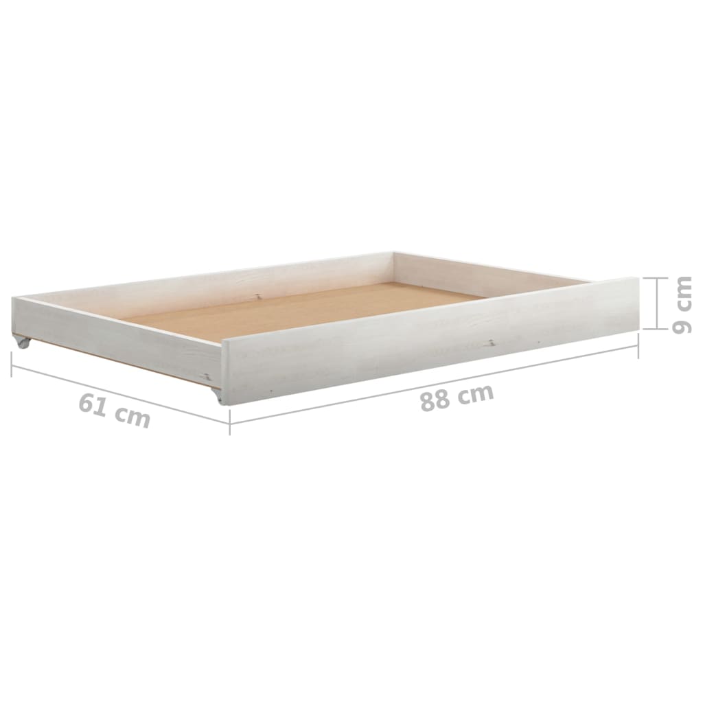 Sengeskuffer 2 stk hvit heltre furu