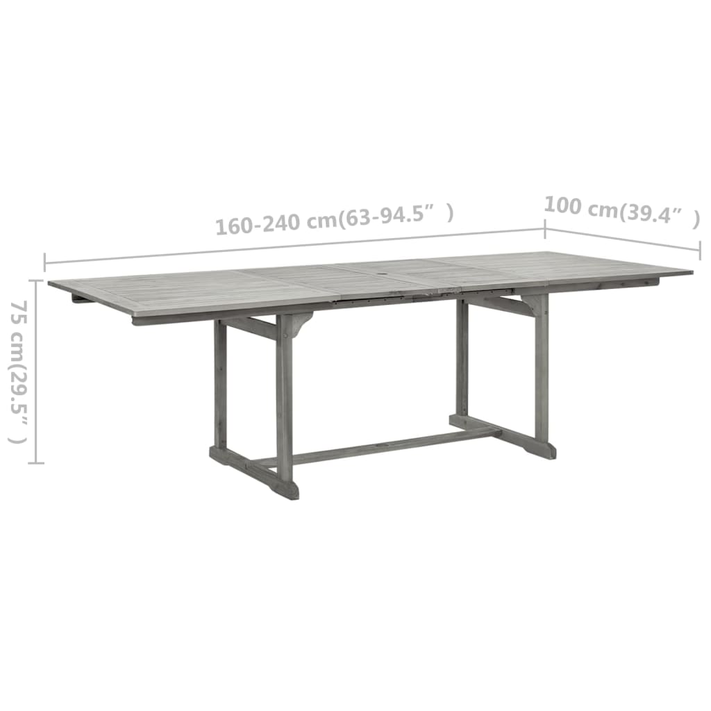 Utendørs spisebord (160-240)x100x75 cm heltre akasie