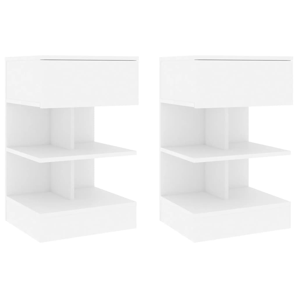 Nattbord 2 stk hvit 40x35x65 cm konstruert tre