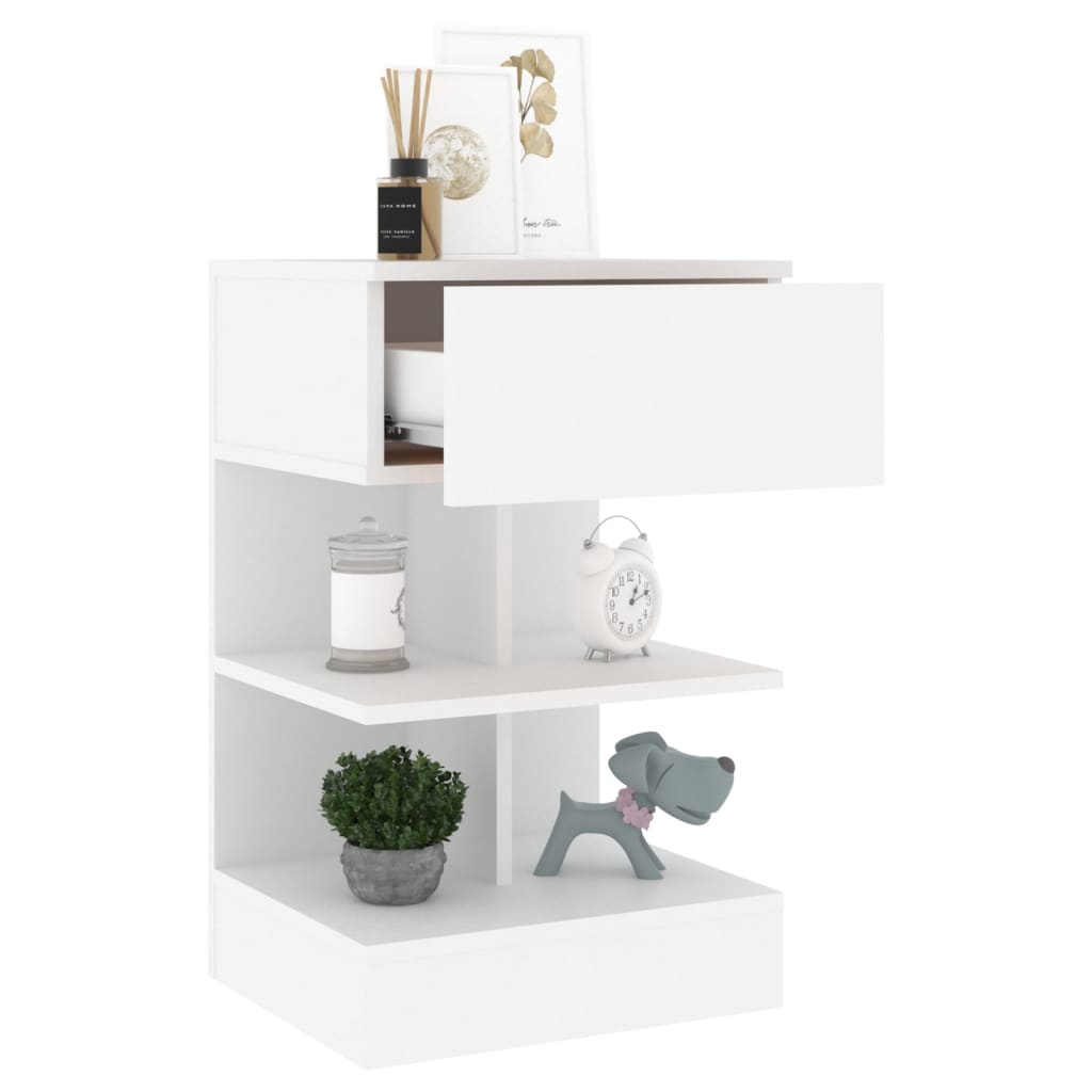 Nattbord 2 stk hvit 40x35x65 cm konstruert tre