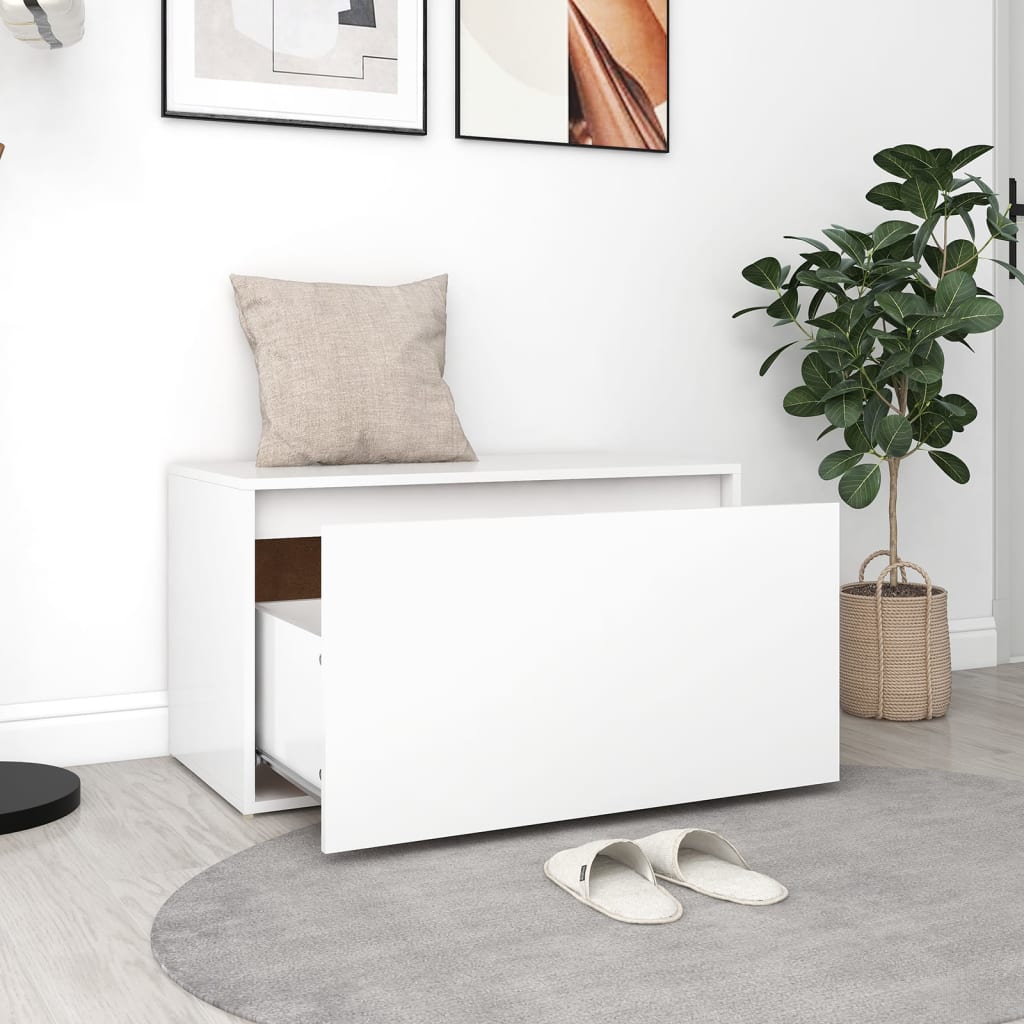Gangbenk 80x40x45 cm hvit konstruert tre