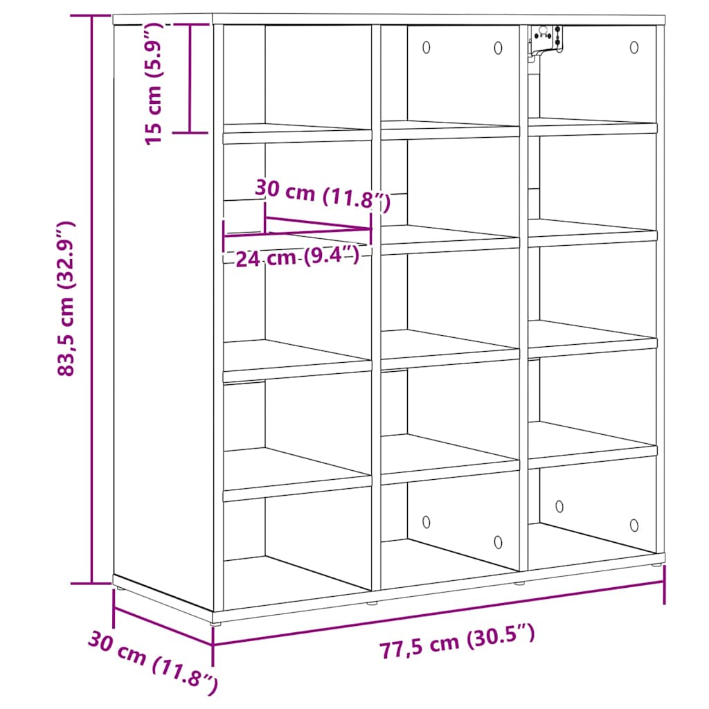 Sko Skap med hylle Betonggrå 77,5 x 30 x 83,5 cm Konstruert tre