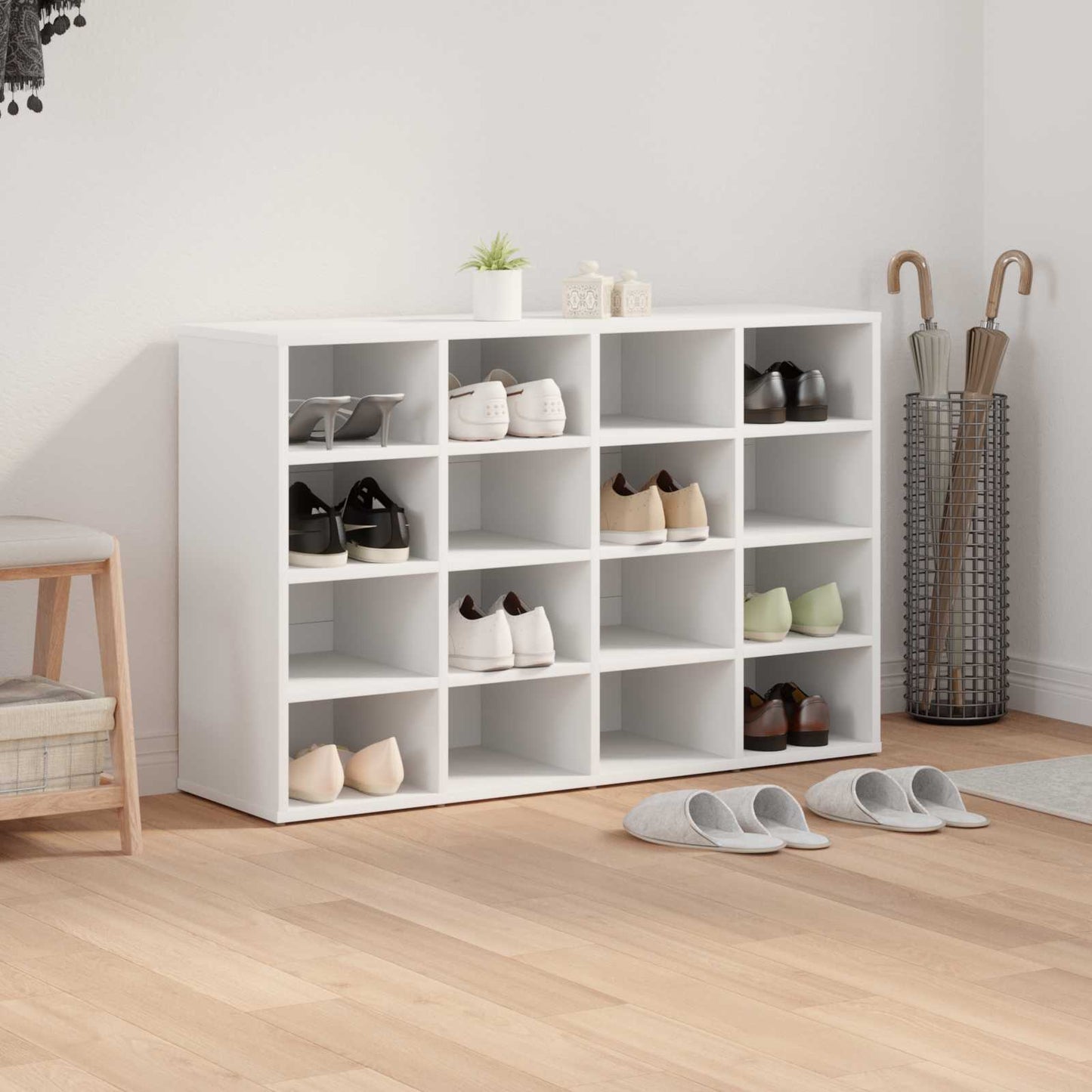 Sko Skap 103 x 30 x 67 cm Konstruert tre Hvit