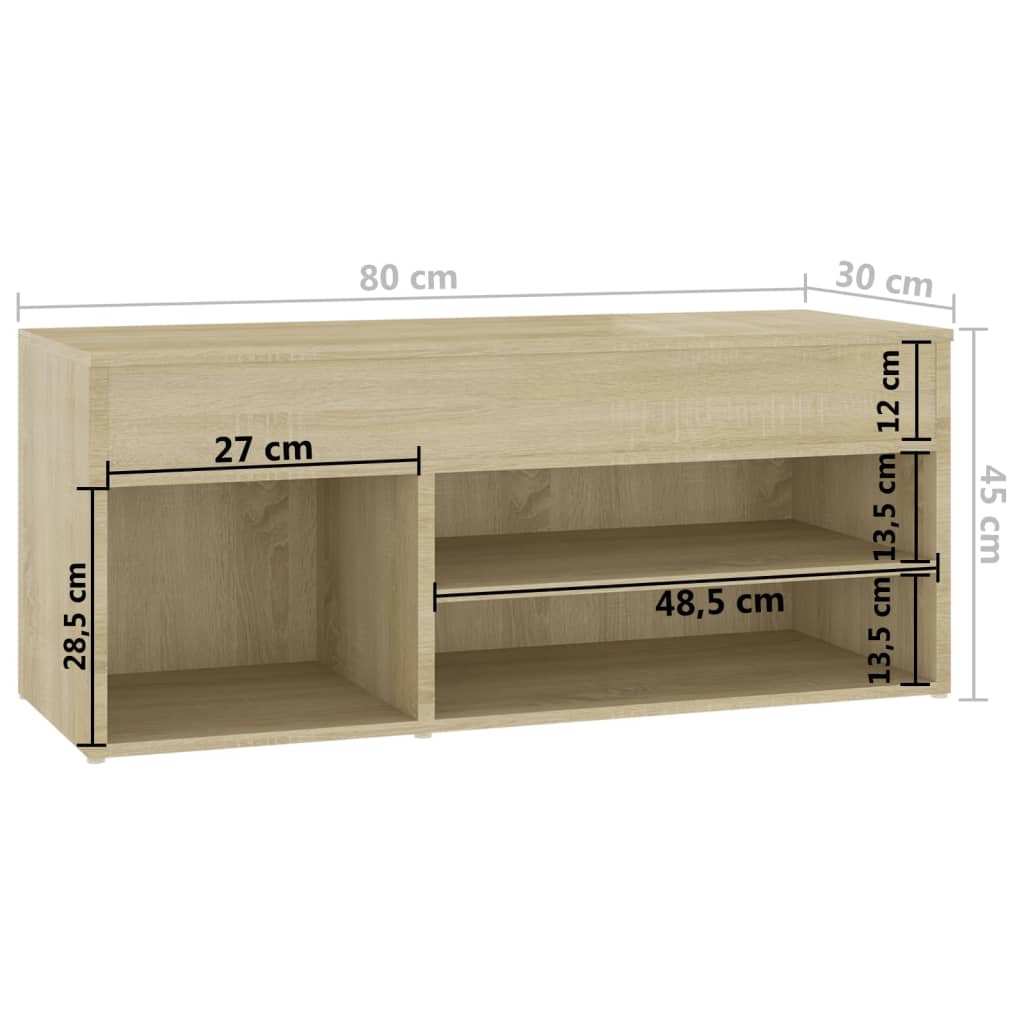 Skobenk sonoma eik 80x30x45 cm konstruert tre