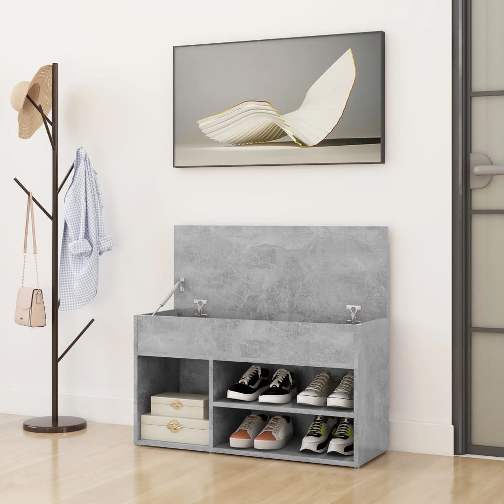 Skobenk betonggrå 80x30x45 cm konstruert tre