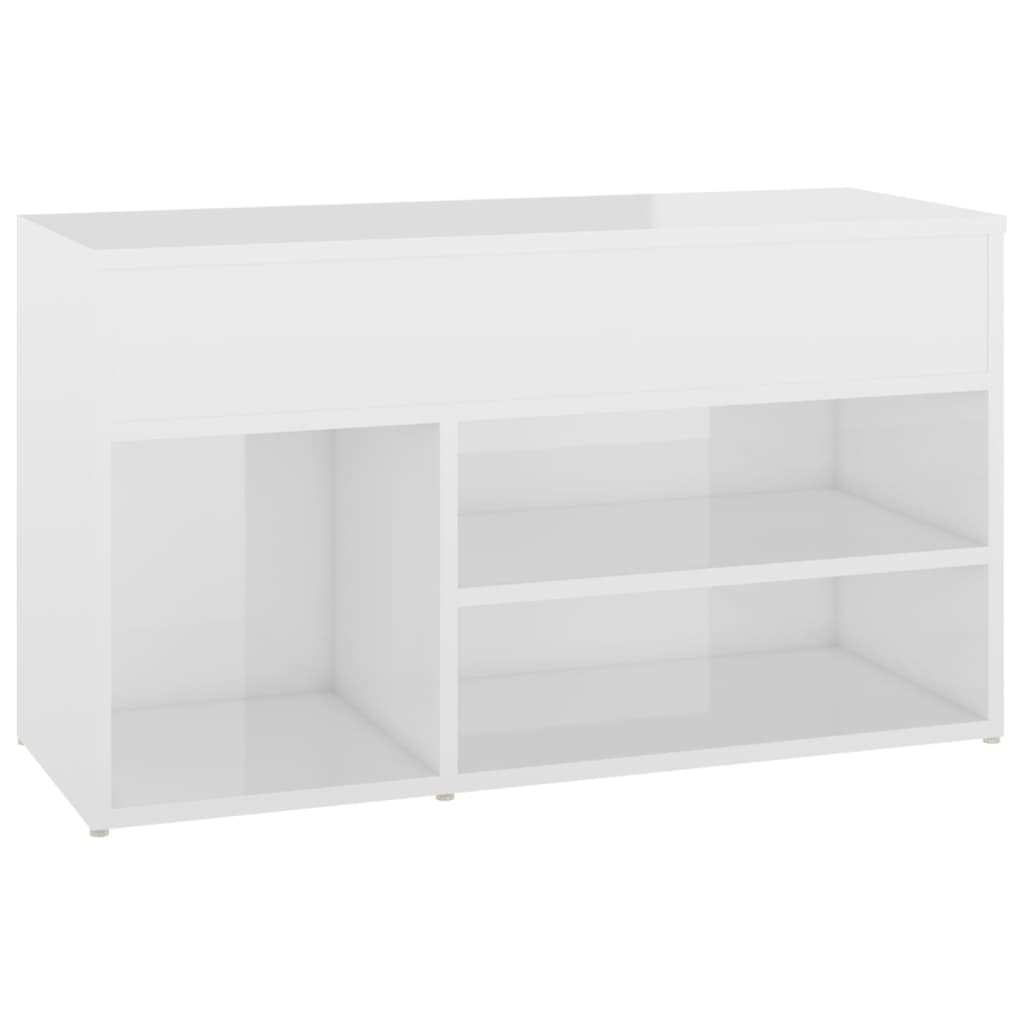 Skobenk høyglans hvit 80x30x45 cm konstruert tre
