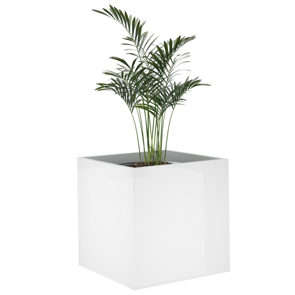 Plantekasse høyglans hvit 40x40x40 cm konstruert tre