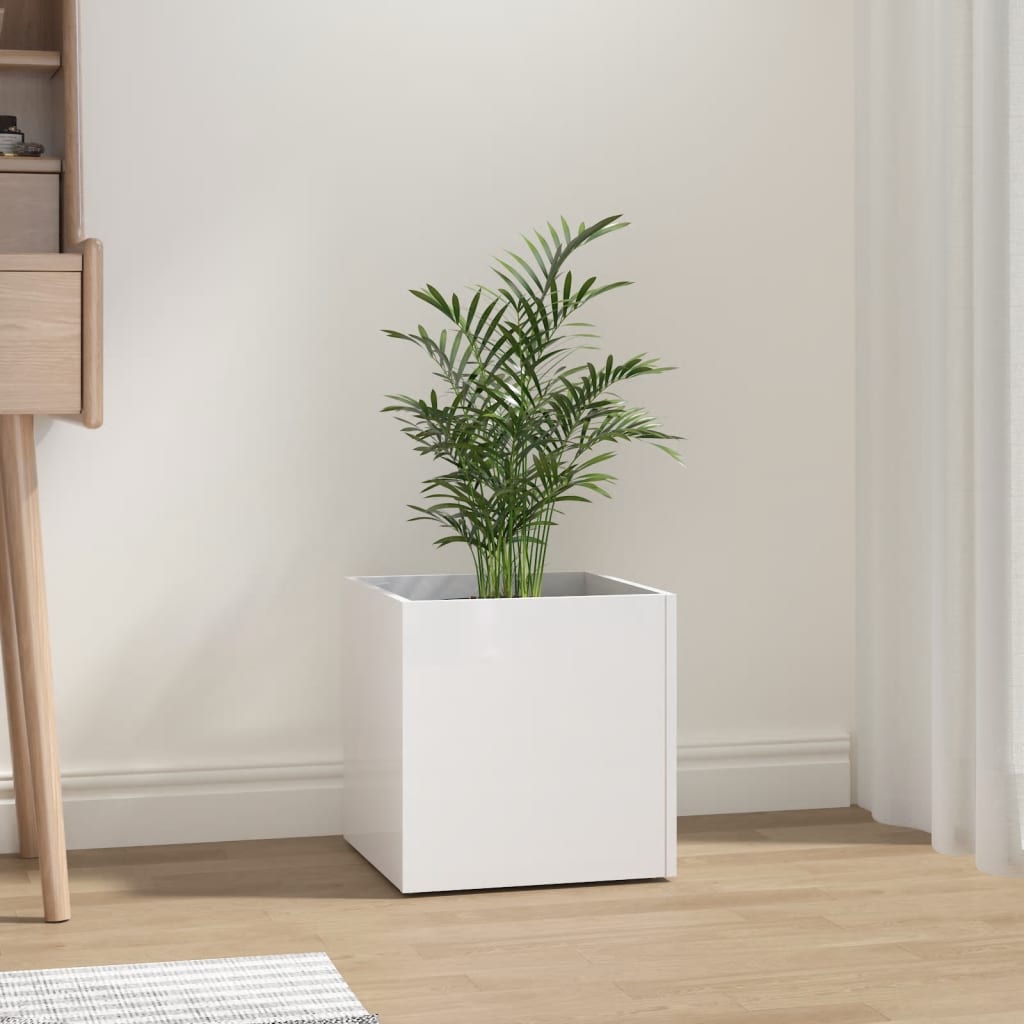 Plantekasse høyglans hvit 40x40x40 cm konstruert tre