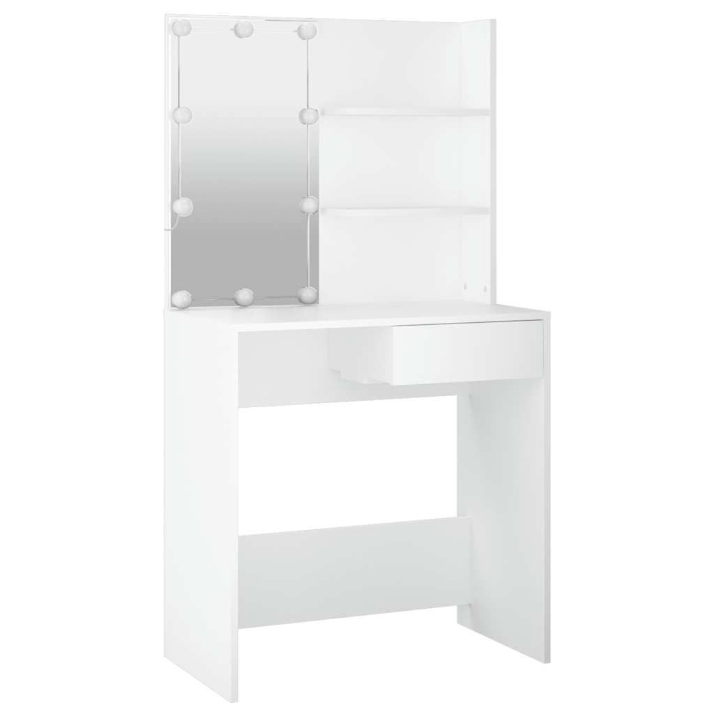 Sminkebord med LED hvit 74,5x40x141 cm