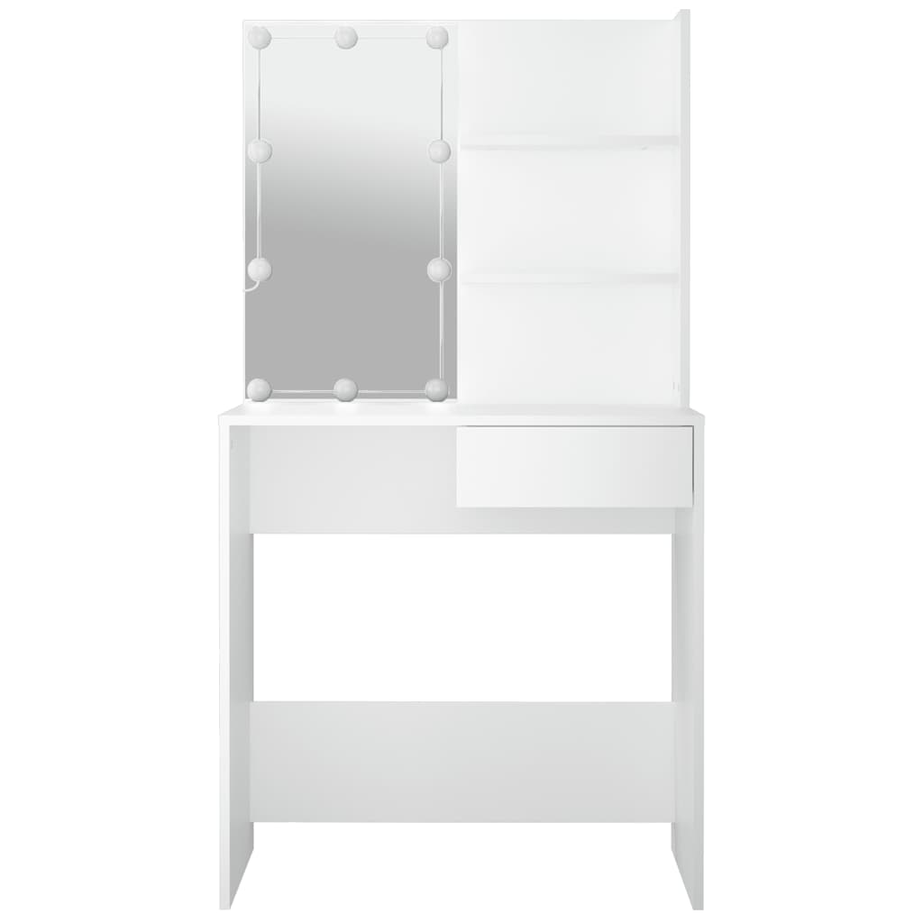 Sminkebord med LED hvit 74,5x40x141 cm
