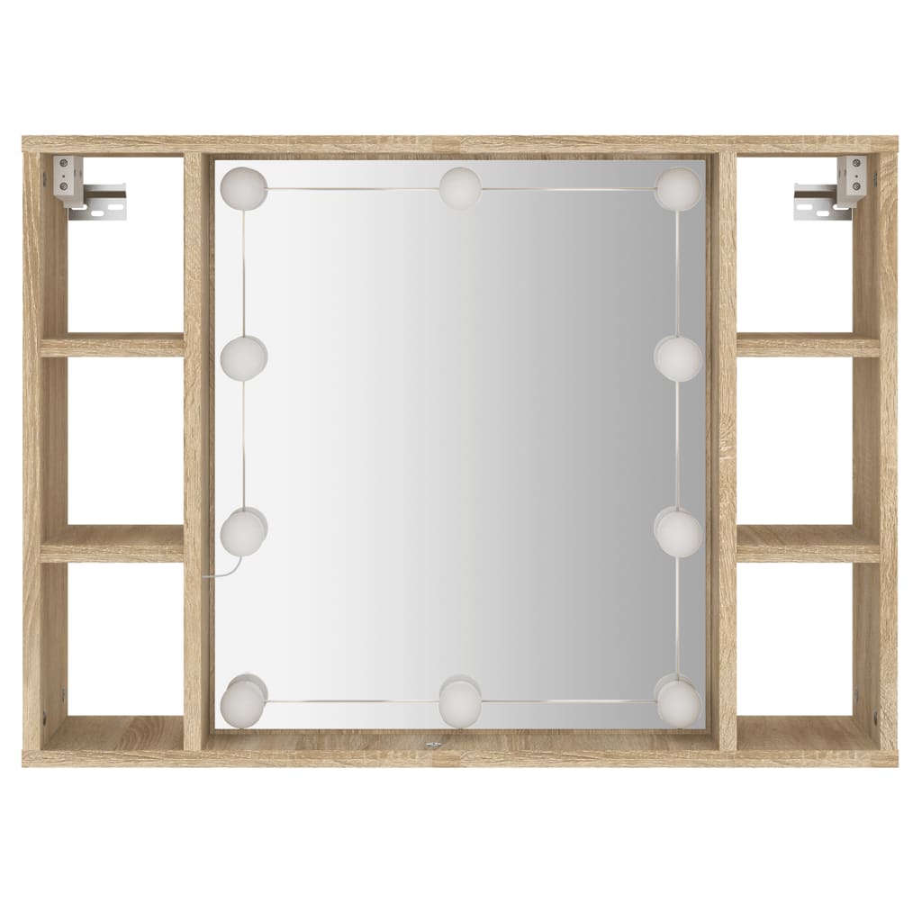 Speilskap med LED sonoma eik 76x15x55 cm