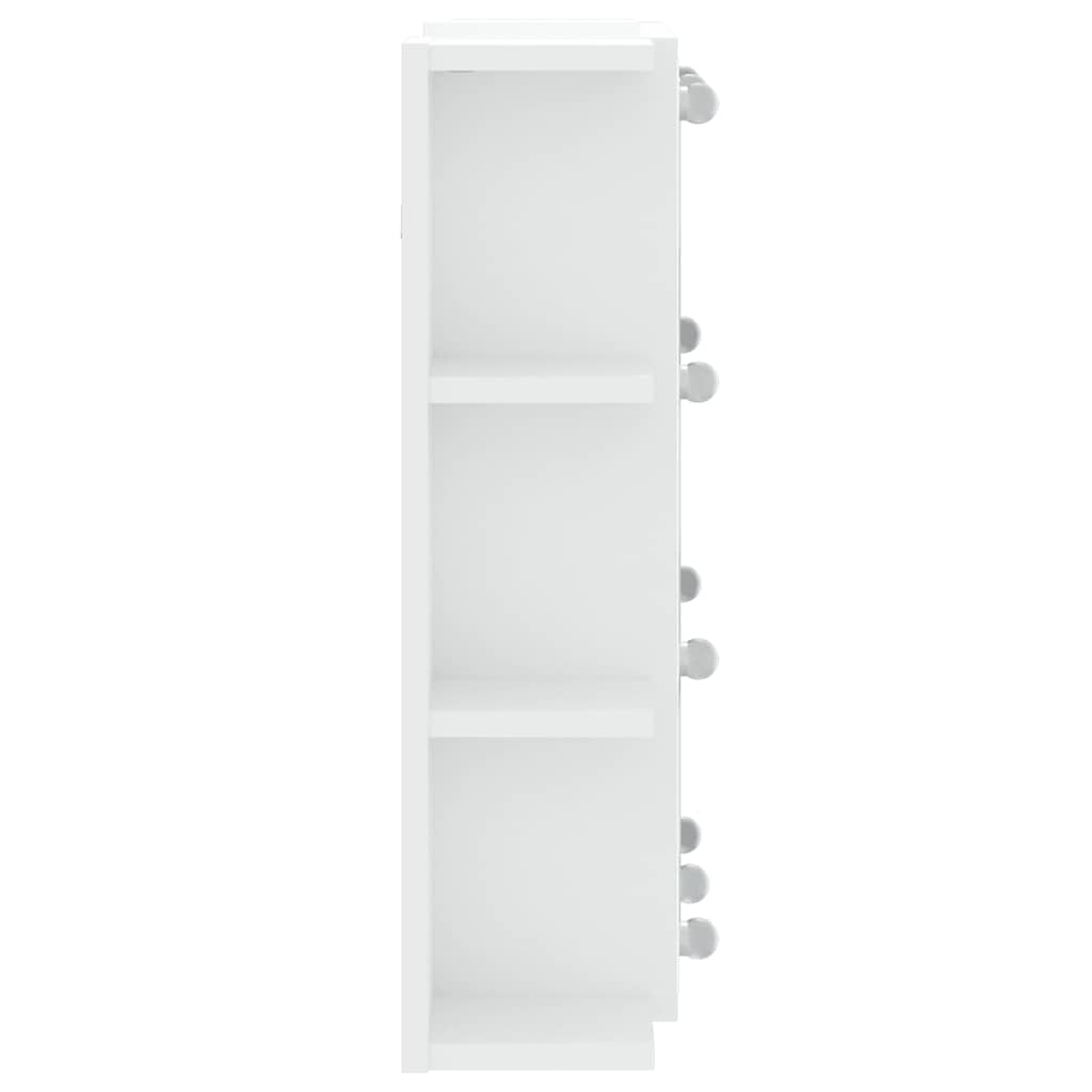 Speilskap med LED hvit 70x16,5x60 cm