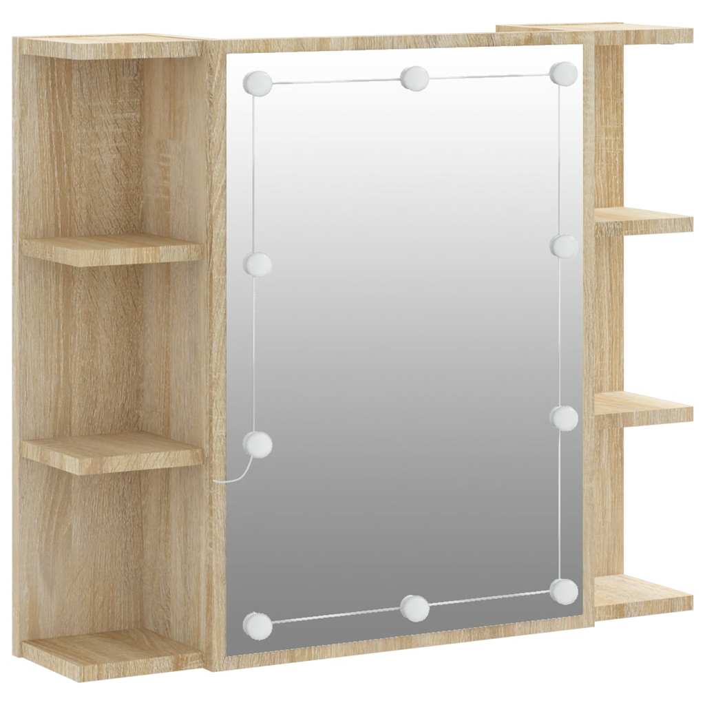 Speilskap med LED sonoma eik 70x16,5x60 cm