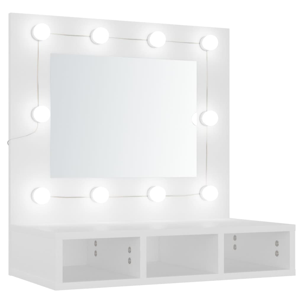 Speilskap med LED hvit 60x31,5x62 cm